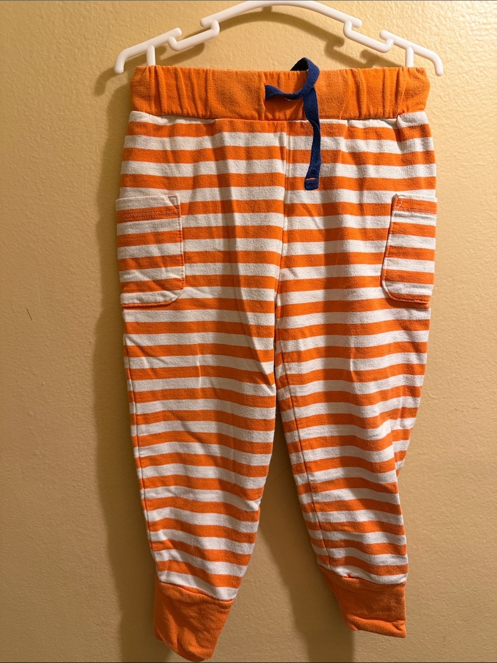 Mini Boden Orange & White Striped Jogger Pants